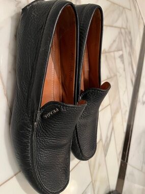 Prada navy Pebbled Leather Loafers